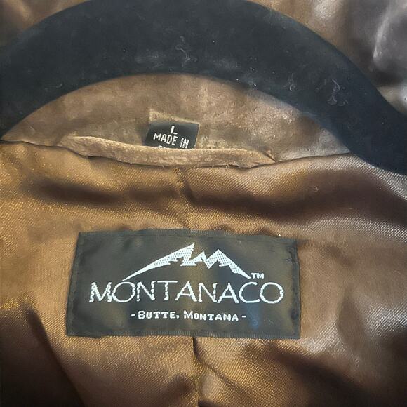 Montanaco Leather Suede Jacket Chocolate Brown Floral Embroidered Woman’s Large - Picture 4 of 7